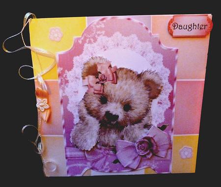 Cute Fuzzy Bear with Pink Roses and Bow by Diane  Hitchcox