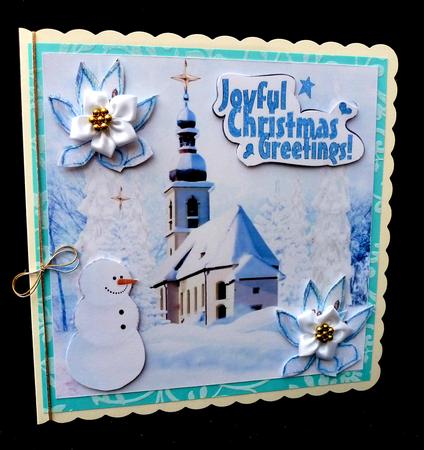 Winter White Snow Scene of Church with Trees 8x8 Mini Kit by Diane  Hitchcox