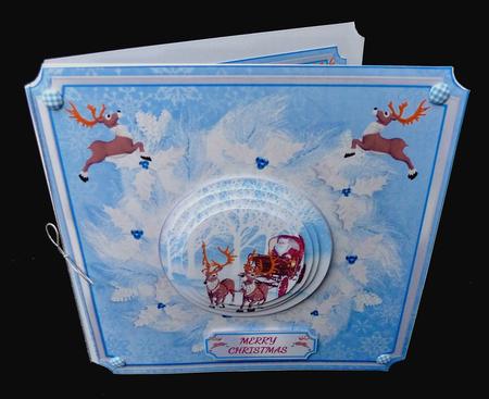 Silvery Blue Santa & Reindeers Wreath by Diane  Hitchcox