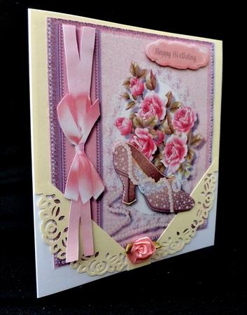 Beautiful Vintage Shoe with Roses and Pearls by Diane  Hitchcox