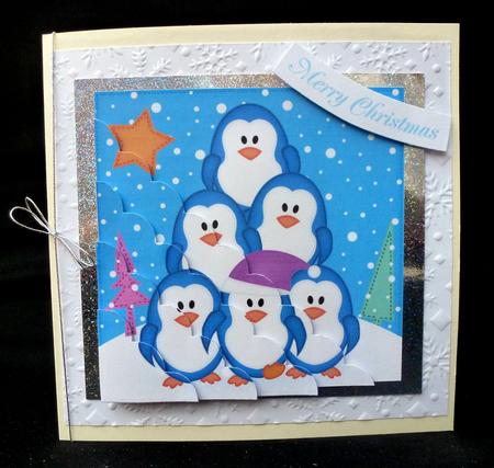 Xmas Penguin Tree Felties Scallop Corner Side Stacker Topper by Diane  Hitchcox