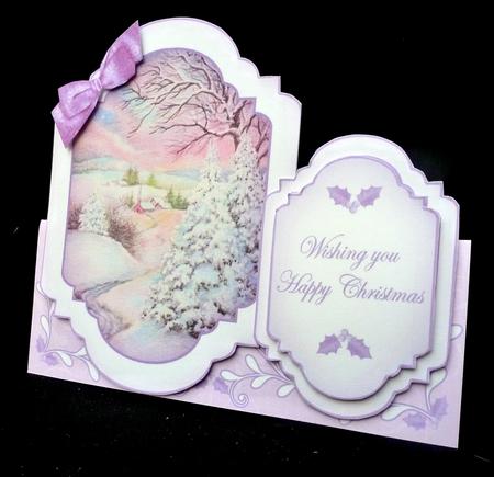 Lilac Snowscene2 Large Fancy Stand Up Card N Envelope Kit by Diane  Hitchcox