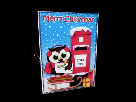 5x7 Christmas Little Hoot Owl Postbox 3D Decoupage by Diane  Hitchcox