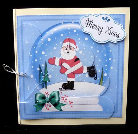 Xmas Santa Snowglobe Fan Pyramage Topper by Diane  Hitchcox