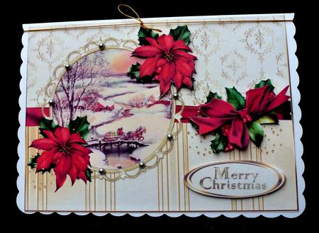 Christmas Vintage Scene with Poinsettia by Diane  Hitchcox