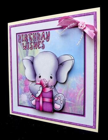 Elephants Birthday Wishes Card with Decoupage by Diane  Hitchcox