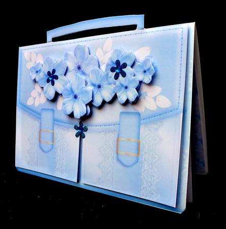 Satchel Handbag Tent Card Mini-kit - Blue Satin & Lace by Diane  Hitchcox