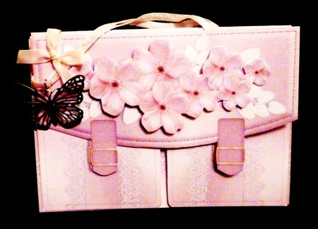Satchel Handbag Tent Card Mini-kit - Pink Satin & Lace by Diane  Hitchcox