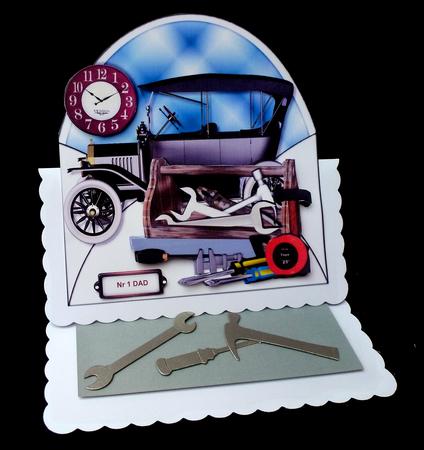 Male Card Envelop Vintage Car and Tools by Diane  Hitchcox