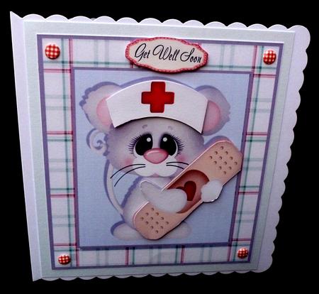 Get Well Soon Mouse with Plaster 8x8 by Diane  Hitchcox