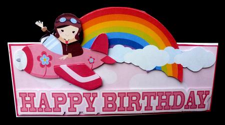 Pink Aeroplane Large Dl Mini Birthday Card Kit by Diane  Hitchcox