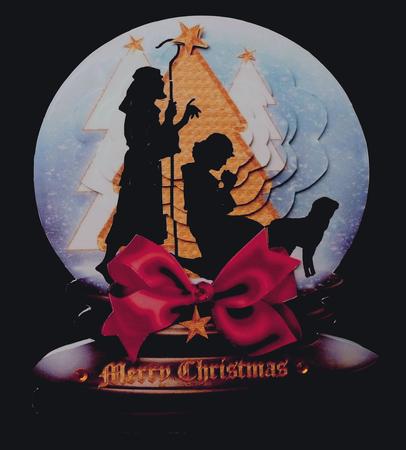 Christmas Snow Globe - Shepherds in Prayer by Diane  Hitchcox