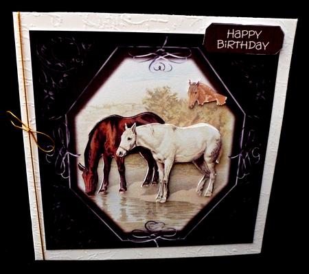 Horses at the Stream by Diane  Hitchcox