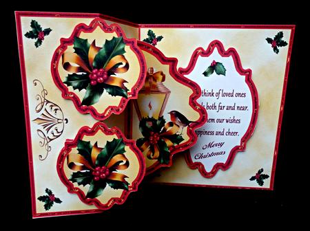 Fold Back Pop-up - Christmas Lantern, Holly & Robin by Diane  Hitchcox