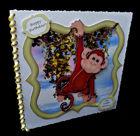 6" x 6" Monkey Business with Decoupage Card Topper by Diane  Hitchcox
