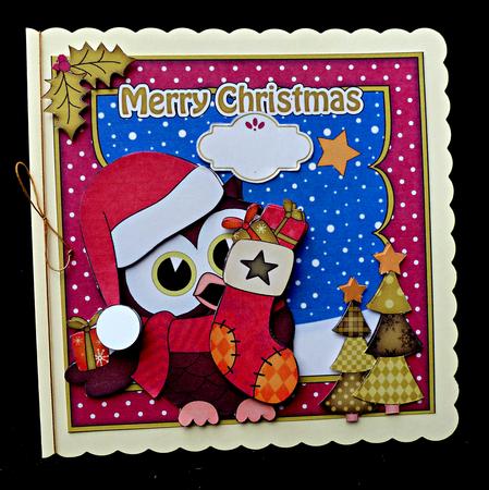 8x8 Christmas Shar Little Hoot Owl 3D Decoupage by Diane  Hitchcox