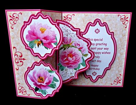 Fold Back Pop-up- Pink Peonies by Diane  Hitchcox