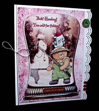Bah!humbug! Too Cold for Fishing! Grumpy Xmas Bear Snowglobe by Diane  Hitchcox