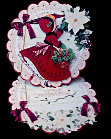 Arranging the Christmas Flowers Scalloped Round Easel Card by Diane  Hitchcox