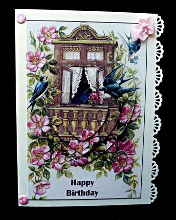 Vintage Birds and Flowers Heart Shaped Pyramid by Diane  Hitchcox