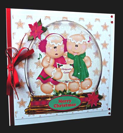 Gingerbread Carol Singers in Snowdome with Cookies 8x8 by Diane  Hitchcox