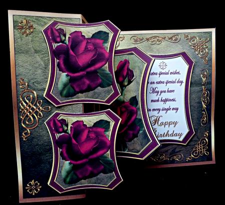 Fold Back Pop-up - Red Rose Birthday by Diane  Hitchcox