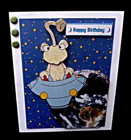 Cute Alien in Spaceship by Diane  Hitchcox