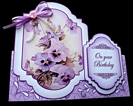 Purple Pansies Large Fancy Stand Up Card N Envelope Kit by Diane  Hitchcox