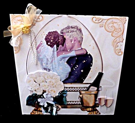 Our Beautiful Day, Couple in Glass Dome with Champagne 8x8 by Diane  Hitchcox