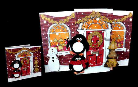 3D Xmas Pip Penguin Up Front Card Decoupage by Diane  Hitchcox