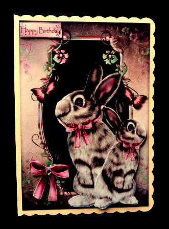 Cute Card Birthday Girl Bunnies by Diane  Hitchcox