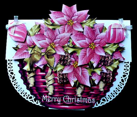 Basket Pink Poinsettias, Baubles & Bows Mini Kit by Diane  Hitchcox