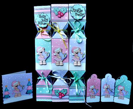 3D Livvy Bear Snowy Scene Christmas Cracker Boxes by Diane  Hitchcox