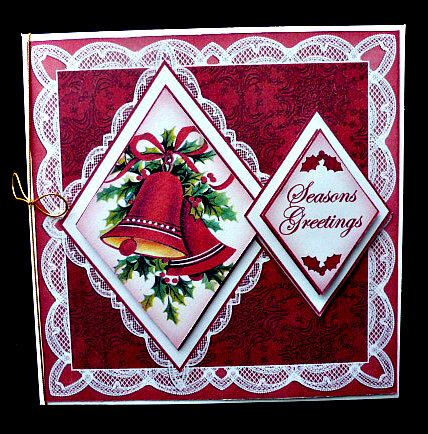 Red Bells Seasons Greetings 7in Double Diamond Topper by Diane  Hitchcox