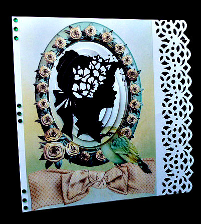 Vintage Silhouette Lady in Rose Frame with Oval Pyramids by Diane  Hitchcox