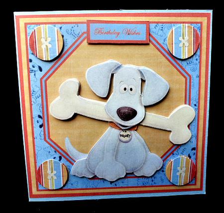 Dog with a Bone Card with Decoupage by Diane  Hitchcox