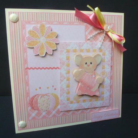 Needles and Pins Mice Card Front with Decoupage by Diane  Hitchcox