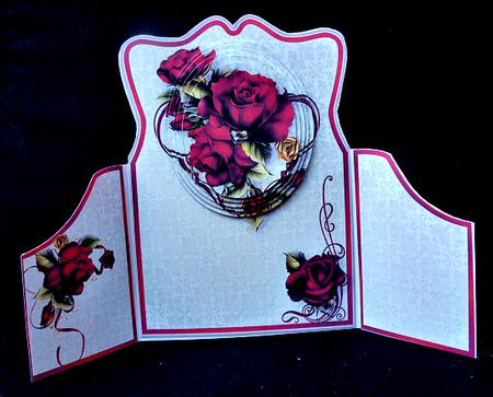 Red Roses Romance Shaped Gatefold Card Mini Kit by Diane  Hitchcox