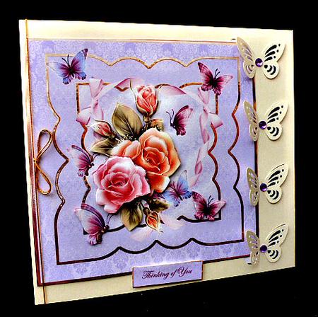 Rose with Butterfly Flutters Card with Decoupage by Diane  Hitchcox