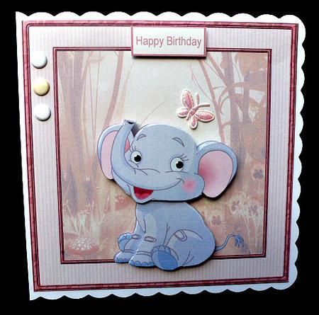 Happy Elephant Card with Decoupage by Diane  Hitchcox