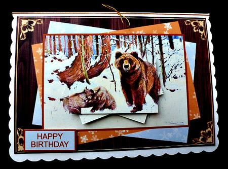 Bear and Cubs in the Snow by Diane  Hitchcox