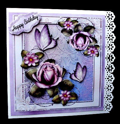 Beautiful Lilac Roses & Butterflies 8x8 Mini Kit by Diane  Hitchcox
