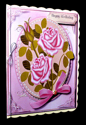 Beautiful Pink Roses in a Stitched Frame by Diane  Hitchcox