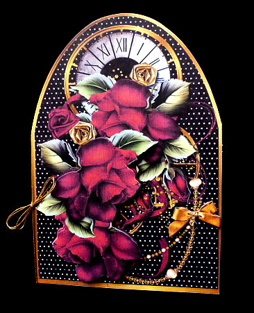 Clock Card Topper Red Drama Roses by Diane  Hitchcox