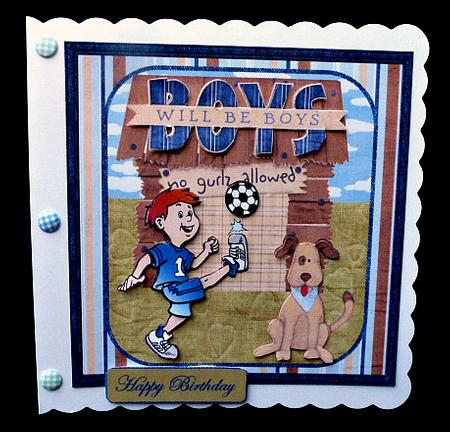 Boys Love Football Card with Decoupage by Diane  Hitchcox