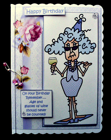 Stella Age and Glasses of Wine Quick Card by Diane  Hitchcox