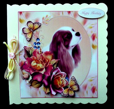 Cavalier King and Roses Topper with Decoupage by Diane  Hitchcox