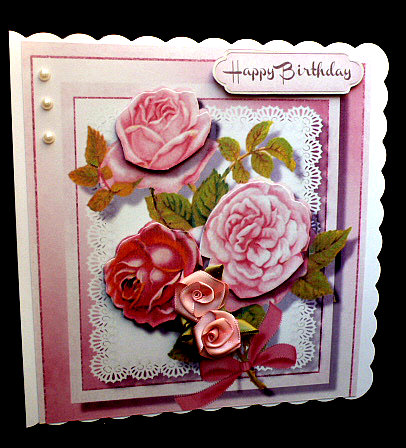 Beautiful Roses on Lace  by Diane  Hitchcox
