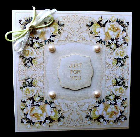 Cream Roses Quick Card Front by Diane  Hitchcox
