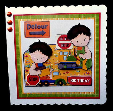 Roadworks Card with Decoupage by Diane  Hitchcox